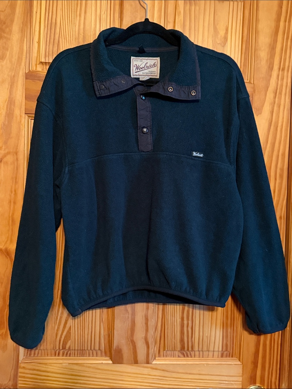 Woolrich Dark Green Snap-Button Fleece Pullover